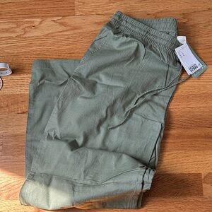 H&M Olive Green Cargo Pants with Drawstring Waist